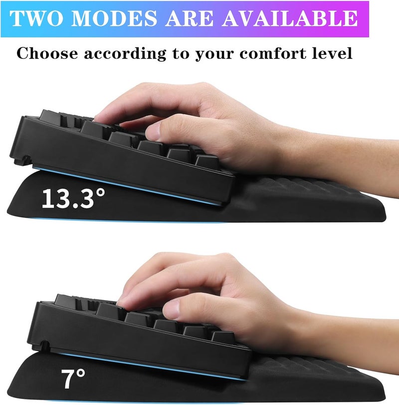 KEPUTAIER Computer Keyboard Stand with Wrist Rest, Ergonomic Tilted Keyboard Holder - Keyboard Riser with Wrist Pad - Keyboard Tray Support for Office Home - Black - Image 2